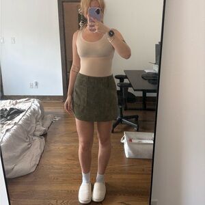 FAVLUX Olive Green Corduroy Mini Skirt